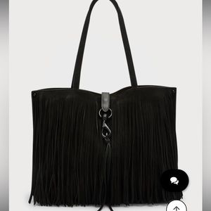 NWT Rebecca Minkoff Megan Suede Leather Tote Bag in Black
